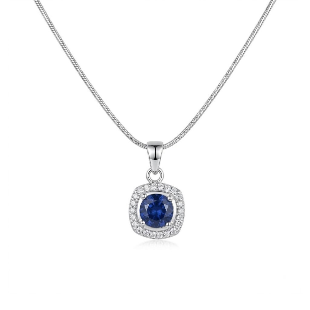 Sapphire Halo Pendant